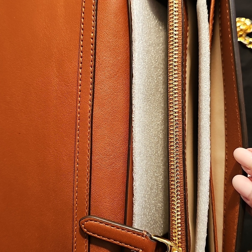 Ralph Lauren Brown and Gold Crossbody Bag with Chain Strap - Picture 6 of 11
